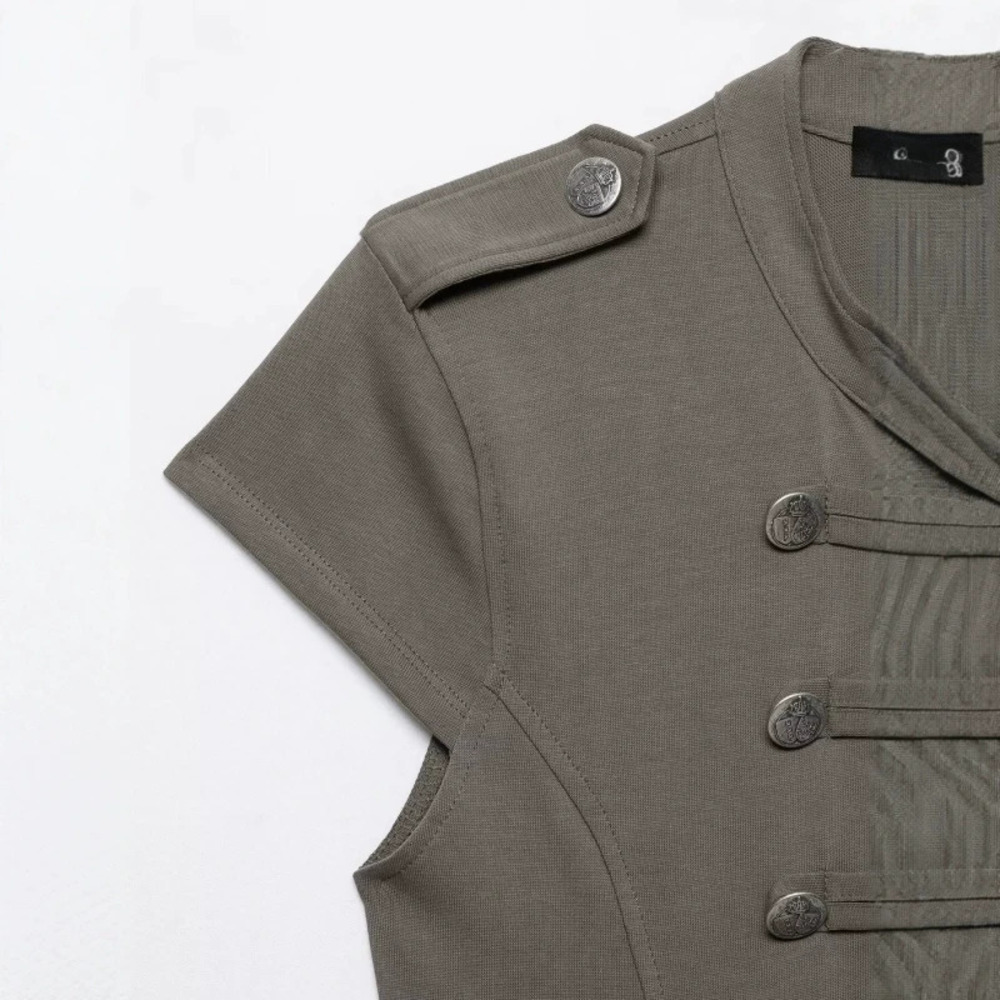 ZARA Fashion Zip and Button Trim Vest